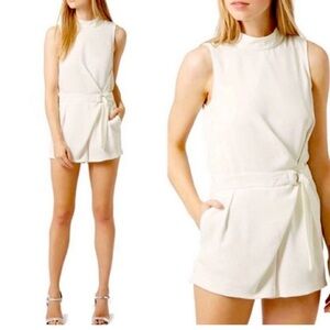 Topshop White Belted Playsuit Shorts Jumpsuit Romper Size 8
